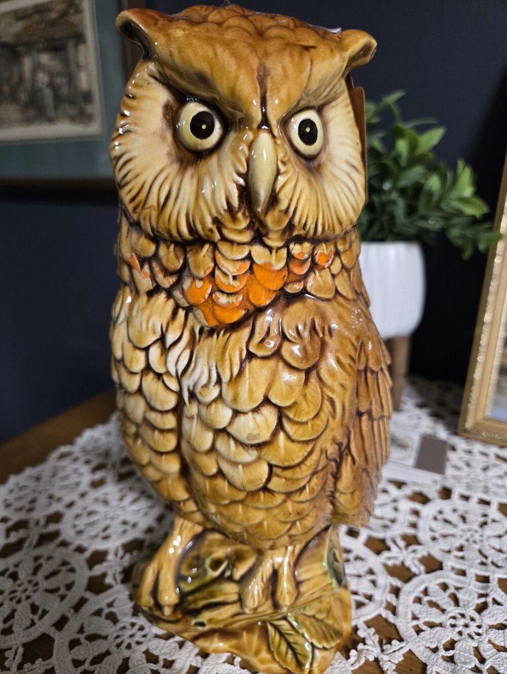 Vintage INARCO Orange Spice Ceramic Owl – E-4516 – Japan